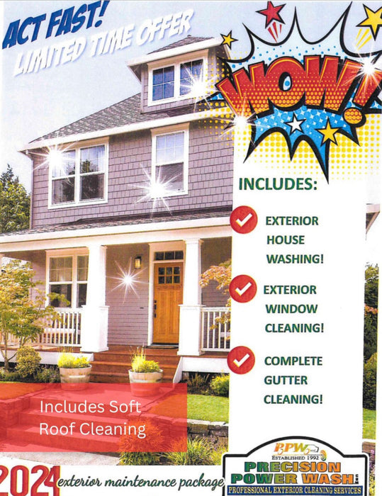 2024 Exclusive, prepaid Exterior House, Roof, Windows & Gutters cleaning special offer !!